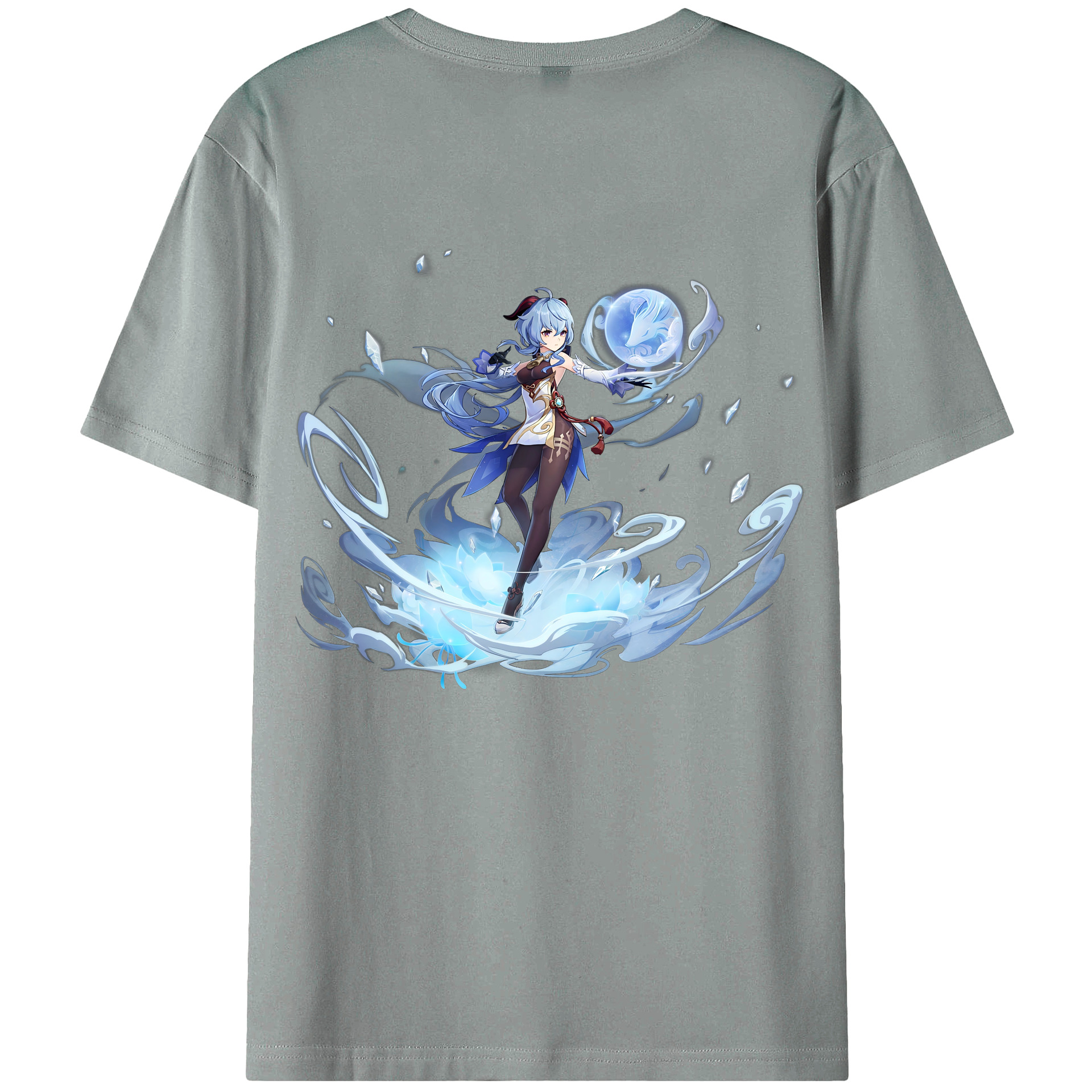 げんし神 甘雨 かんう genshin Ganyu 綿100％ メンズ半袖Tシャツ（バックプリント） 通気性